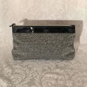 Silver fabric cosmetic bag
